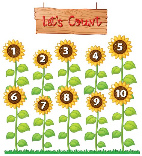 Lets Count Poster With Sunflowers Maths Child Clip Art Vector, Maths ...