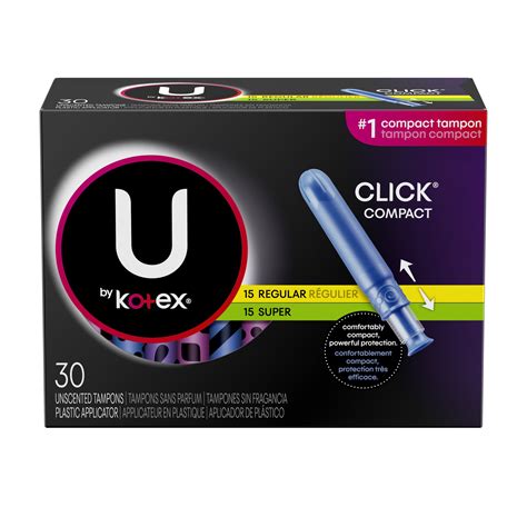 U by Kotex Click Compact Tampons, Multipack, Regular/Super Absorbency ...