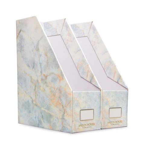 Buy Magazine File Holder with Golden Marble Design 2 Pack, Premium ...