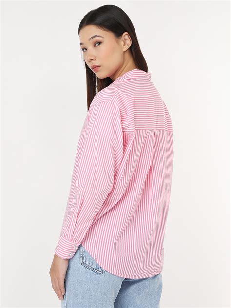 Buy Women Pink/White Slim Oversized Shirt | Kraus Jeans
