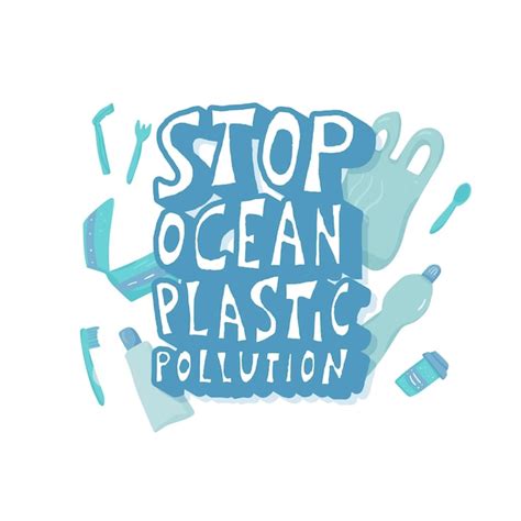 Arrêtez la pollution plastique des océans Texte stylisé vectoriel ...