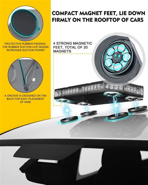 LUMENIX Magnetic Mount LED Strobe Light Bar with 38 India | Ubuy