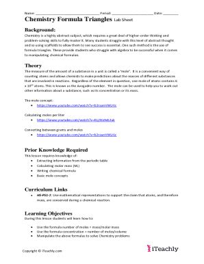 Fillable Online Chemistry Formula Triangles Lab Sheet - iTeachly.com ...