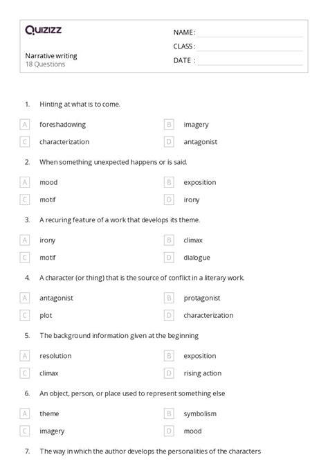 50+ Narrative Writing worksheets for 8th Class on Quizizz | Free ...
