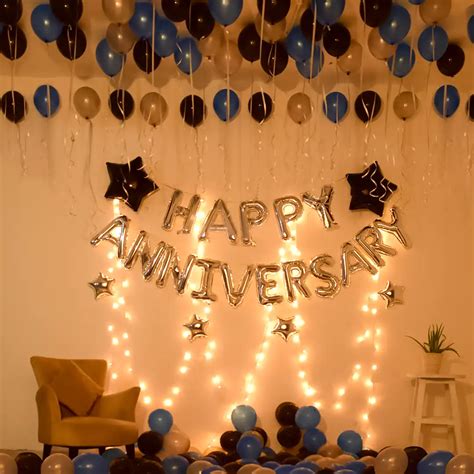 Blue And Silver Themed Anniversary Decor | Balloon Decoration in ...