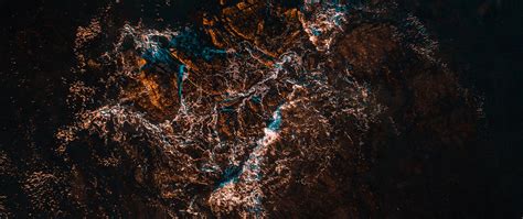 Download wallpaper 2560x1080 rocks, water, aerial view, waves, sea dual ...