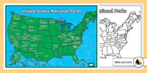Printable Map of National Parks | Geography | Twinkl