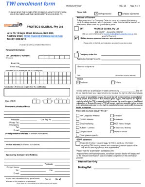 Fillable Online Twi Enrolment Form 2023 - Register for Training and ...