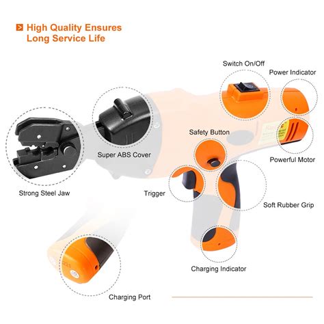 Cordless Crimping Tool Battery Powered Crimper Tool Kit for Cable Wire ...