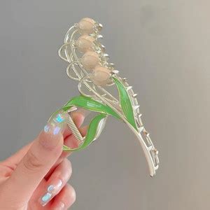 Zennie 1 pcs Pink Lily Flower Hair Claw Clip Metal Hair Clip for Women ...