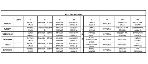 Class Wise School Time-Table | KDB Public School