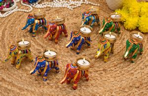 THE INDIA STYLE Handicraft Hathi/Elephant Tea-Light Holder Cotton 1 ...