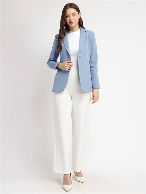 Single Breasted Blazer - Sky Blue
