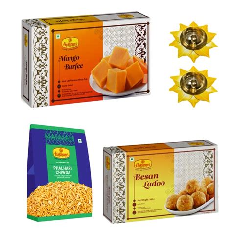 Haldiram’s Nagpur Mango Burfee 250g, Besan Ladoo 250g, Phalhari Chiwda ...