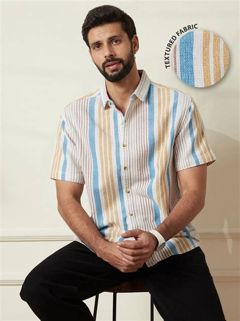 Shop Beige Striped Shirt | Soft Colour, Smart Fit | Wrogn