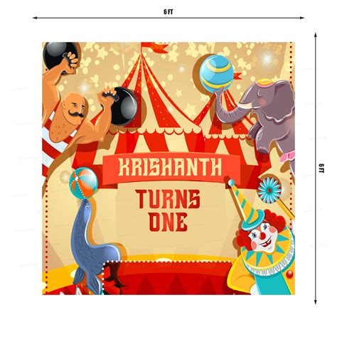 Circus Theme Personalized Square Backdrop | Party supplies online ...