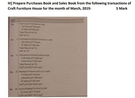 Prepare Purchases Book and Sales Book from the following transactions ...