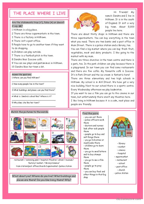 The Place Where I Live Reading Comprehension - Match the pictures to the words. 1 2 3 4 5 6 7 8 ...