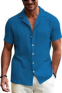 INDICLUB Men Solid Casual Blue Shirt - Buy INDICLUB Men Solid Casual ...