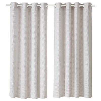 ALRIKKE curtains, 1 pair, white/orange/with eyelets, 145x150 cm (57x59 ...