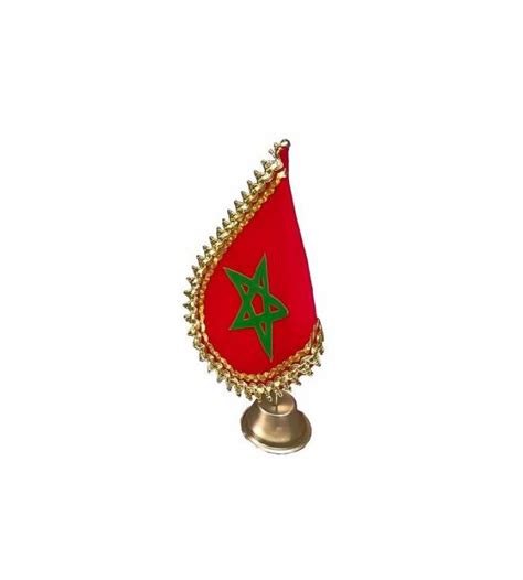 Tanjashop.com - 33 CM Drapeau maroc Bureau en Cuivre