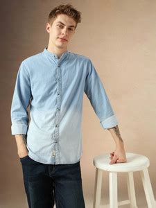 Dennis Lingo Men Washed Casual Light Blue Shirt - Buy Light Blue Ombre ...