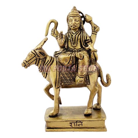 Shani Sitting on Vehicle Buffalo Statue in Brass buy online