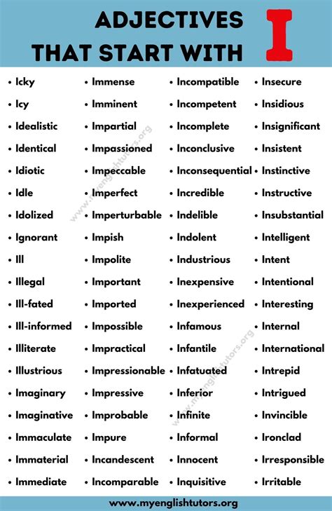 80+ Useful Adjectives Starting with I