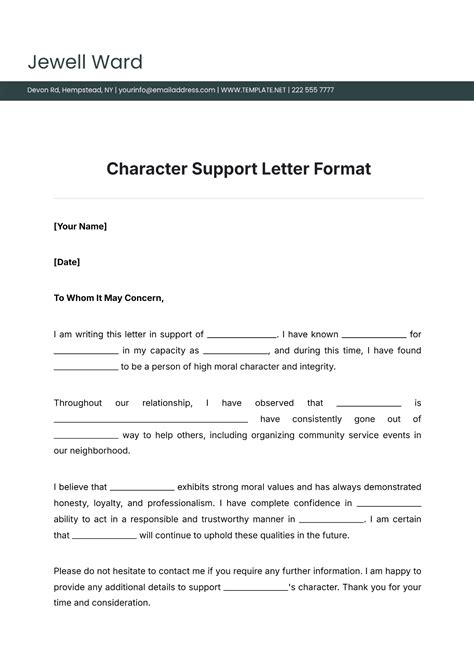 Support Letter To Parole Board Template Infoupdate - Free Word Template