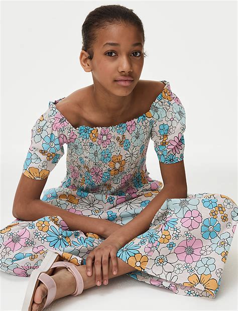 Buy Pure Cotton Heart Shirred Top (6-16 Yrs) at Marks & Spencer