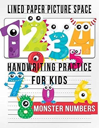 Monster Numbers Lined Paper with Picture Space for Handwriting Practice ...