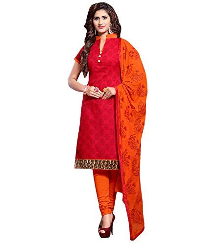Buy Applecreation Women Chanderi Print Dress Material(BND14006_Orange ...