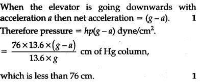 A barometer kept in an elevator accelerating downward read 76 cm. What ...