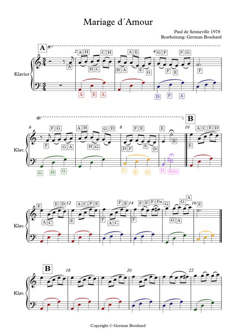 Mariage D'amour (arr. German Bosshard) by Clayderman Richard Sheet ...