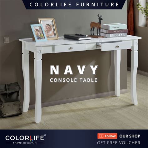 Color Life Navy Console Table / Study Desk / Living Room Console Table ...