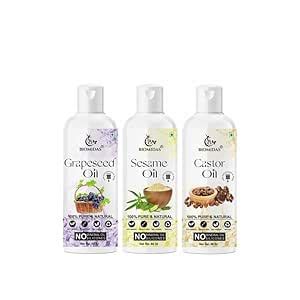 Buy Biomidas 100% Pure Grapeseed Oil & Sesame Oil & Castor Oil 60ML ...