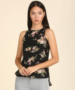 Tokyo Talkies Casual No Sleeve Printed Women Black Top - Buy Tokyo ...