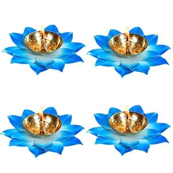 Buy Ac Anand Crafts Colorful Handcrafted Brass Lotus Diya Deepak Pooja ...