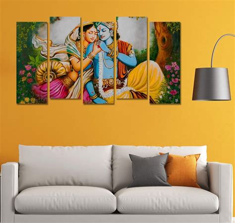 Divine Love of Radha and Krishna Wall Painting (Set of 5) - Punam ...