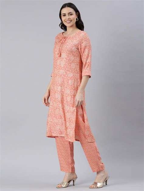 Orange Vibrant Printed Pure Silk Kurta for Women | Samhitas