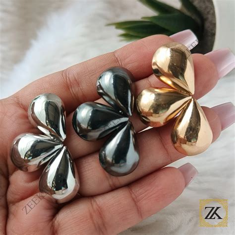 Silver Plumeria Flower Studs | 3-Petal Design