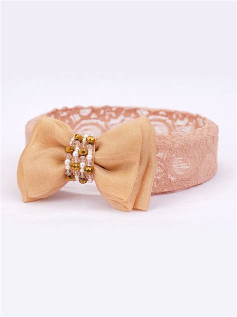 CHOKO Adjustable Lace Bow Hair Band with Pearls and Silver Crystals ...