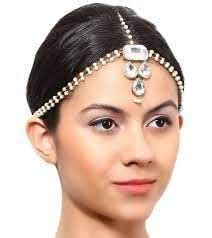 Buy Catalyst Hair Jewellery Traditional Bridal Wedding Gold Pearl Chain ...