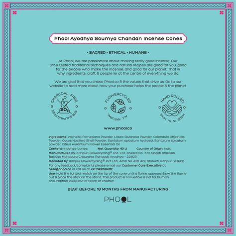 Phool Ayodhya Incense Cones - Special Pack - Soumya Chandan Fragrance ...