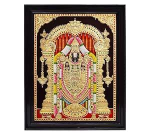 Tarang Arts Lord BALAJI Tanjore Paintings with Wooden Frame, Gold Foil ...