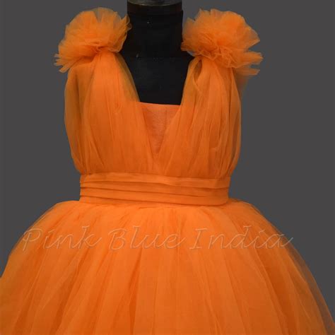 Orange Color Birthday High Low Dress