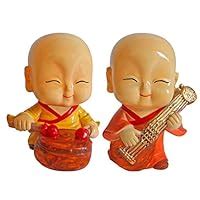 Buy TIED RIBBONS Resin Buddha Monk Showpiece, Standard, 2 Piece Online ...