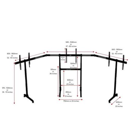 Buy NEXT LEVEL RACING Free Standing Triple Monitor Stand | Elitehubs ...
