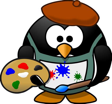 Clipart Painter penguin - Clip Art Library