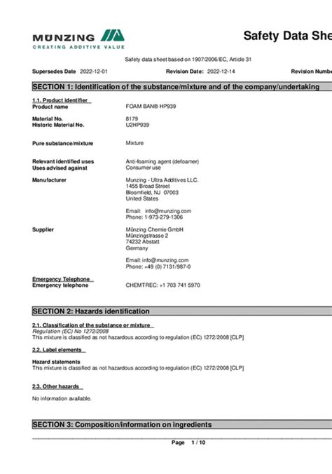 FOAM BAN® HP939 | Münzing Chemie